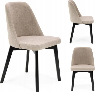 Zdjęcie produktu dla Krzesło do jadalni – beżowe – krzesło kuchenne – krzesło do salonu – czarne drewniane nogi – 50 x 81 x 54 cm (szer./wys./gł.) – nośność 130 kg – BELLUNO 1