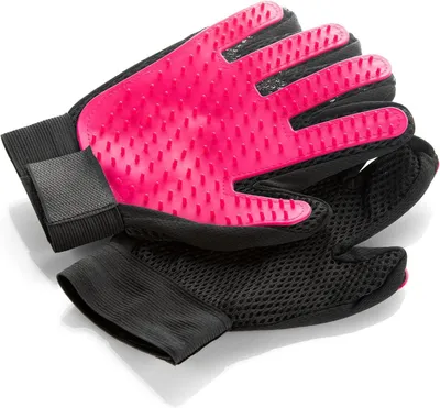 Produktbild von 2 Pflegehandschuhe, Haarentferner für Hunde und Katzen, massierend und sanft, sauber und angenehm komfortabel (Rosa)