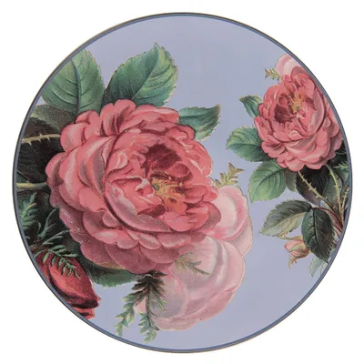 Image de Clayre & Eef Soucoupe Ø 33 cm Bleu Rose Plastique Fleurs