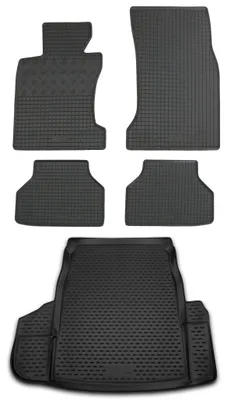 Produktbild von Gummi Kofferraumwanne + Fußmatten Set für 5er BMW E60, Bj. 7/2003-3/2010