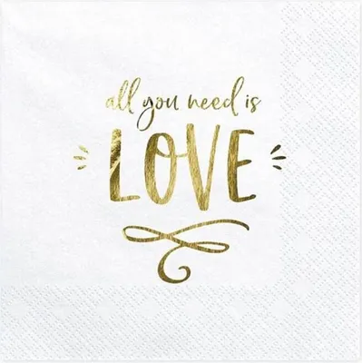 Obrázek produktu pro Párty papírové ubrousky - Love - bílé - svatba - 33x33cm - 20 ks