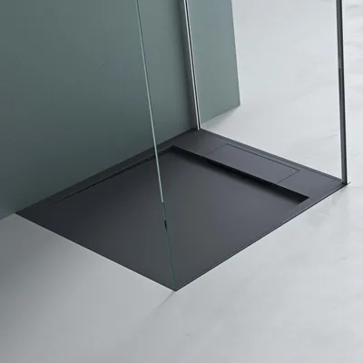 Produktbild von Mai & Mai Duschwanne 75x80x4cm Duschtasse aus Mineralguss Mineralgusswanne Anthrazit Matt inkl. Ablaufgarnitur06 Geoma04