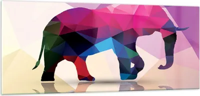 Produktbild von Bilder auf glas - Elefanten Illustration Bunt - 100x40cm - Glasbilder - Wandbilder - Kunstdruck - zum Aufhängen bereit - Wanddekoration aus Glas - Glas Bilder - Wandbild auf Glas - GAB100x40-2807