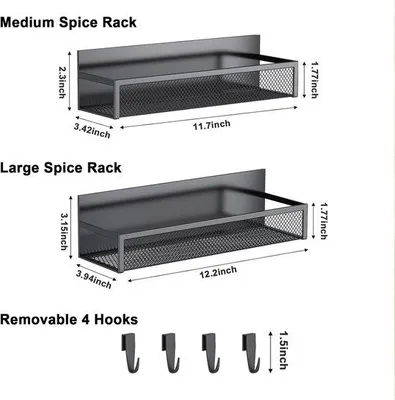 Produktbild von Famanu Magnetisches Regal für Kühlschrank mit Haken zur Küchenorganisation - Schwarz