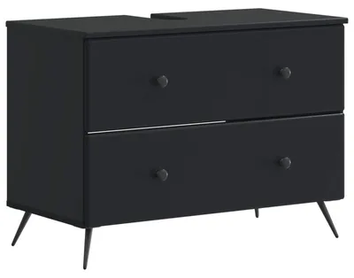 Zdjęcie produktu dla Szafka pod umywalkę vidaXL BREDA, czarna, 82 x 41 x 59 cm, płyta wiórowa