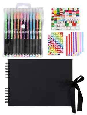 Scrapbook-Fotoalbum 21,5x30 cm, 80 schwarze Seiten, DIY