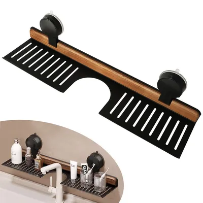 Produktbild von Saugnapf Badezimmer Regal, Waschbeckenablage über dem Wasserhahn, 50 cm Duschablage ohne Bohren, Tragkraft 2,3 kg auf Fliesen/Glas/Spiegel