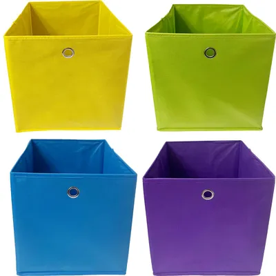 Produktbild von Stoffaufbewahrungsboxen, 4er-Set, 33x38x33 cm, faltbare Box mit Griffloch für Kallax-Regale oder als Einsatz für Kleiderschrankregale/Schränke.