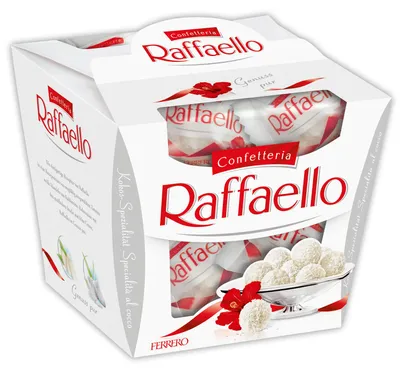 Produktbild von Ferrero Raffaello, Chocolate snacks, 150 g, 2606 kJ, 628 kcal, 33,3 g, 7,2 g