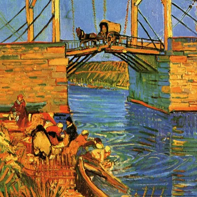 Zdjęcie produktu dla Vincent Van Gogh Art Print Zdjęcie - Most Langlois w Arles z praczkami, 1888, szczegół (40 x 40 cm)