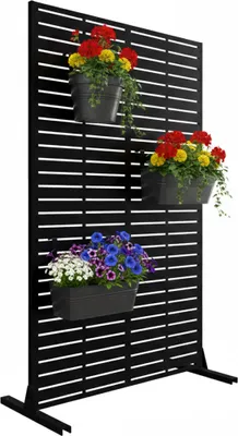 Obrázok produktu pre Relaxdays paraván, lamelový dizajn, do záhrady, na balkón a terasu, vonkajší paraván, V x Š: 183 x 110 cm, kov, čierny