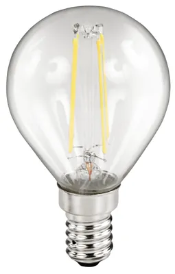 A close-up studio shot of an LED filament light bulb.
