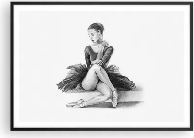 Produktbild von Gerahmtes Poster - Schwarzer Rahmen - Ballerina Zeichnung Bleistift - 100x70 cm - Wand Bild - Wanddeko - Wandbilder - Kunstposter - Wandposter - Bilderrahmen - Bilder - Kunstdruck - P2BAA100x70-4496