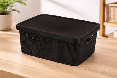 Kunststoffbox Box+Deckel Aufbewahrungsbox Kunststoff 3,5L schwarz L23xB17xH12cm