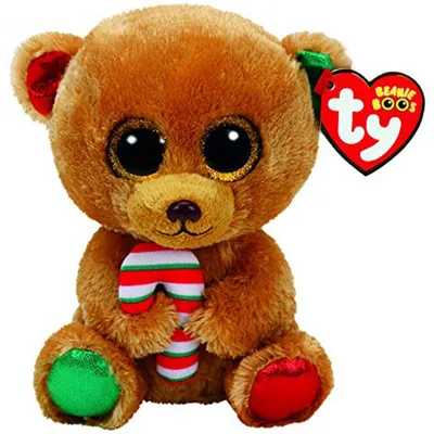 Image de TY Beanie Boos M 24 cm Glubschi Bella Ours avec canne en sucre Peluche Noël