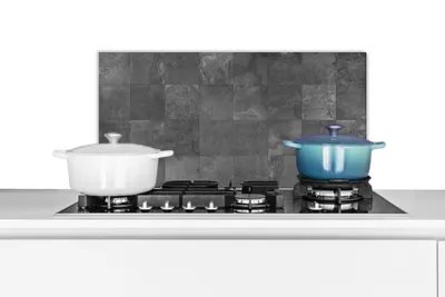 Produktbild von KitchenYeah®  Spritzschutz Küche - Küchenrückwand - Wandschutz für Herd und Spüle - Fliesen - Grau - Muster 60x30 - Alu-Dibond (Alternative zum Spritzschutz aus Glas) - Hitzebeständig - Herdspritzschu