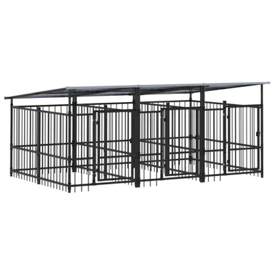 Produktbild von vidaXL Outdoor-Hundezwinger mit Dach Stahl 5,63 m²