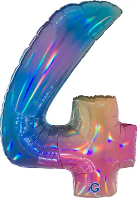 Produktbild von Riesenzahl Folienballon 40"/102cm | Regenbogen Zahl: 4