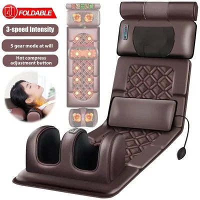 Produktbild von Massagematte - Elektrische Ganzkörpermassage - Wärme - Vibration - Knetmassage - Fußmassage - EU-Stecker