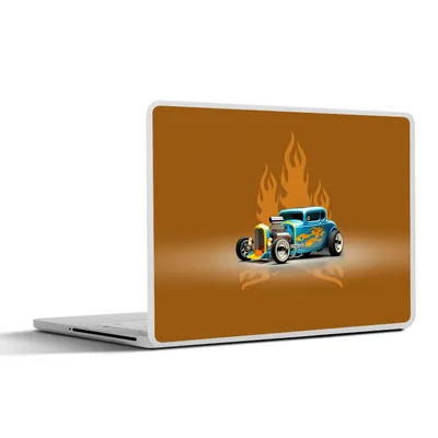 Produktbild von MuchoWow® Laptop Aufkleber Sticker Cover Auto - Gelb - Flammen - Vintage 30x21 cm - Sticker für Laptop - Selbstklebend