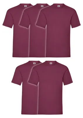 Produktbild von 5er Pack Fruit of the Loom Valueweight T-Shirt + GRATIS MyShirt Stoffbeutel Farbe: burgund Größe: L