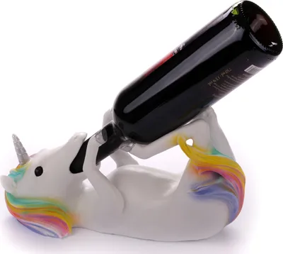 Produktbild von Handbemalter Einhorn-Weinflaschenhalter für die Wandmontage