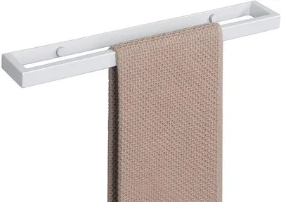 Zdjęcie produktu dla Samoprzylepny wieszak na ręczniki 40 cm, stal nierdzewna, biały, łazienka
