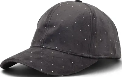 Produktbild von styleBREAKER Damen Baseball Cap mit Strass Nieten | 6-Panel Samt Basecap mit gebogenem Schirm | Verstellbare Einfarbige Kappe mit Klettverschluss 56-59 cm