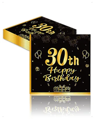 40 Servietten 30. Geburtstag Schwarz Gold Tischdeko Party