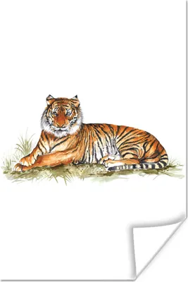Produktbild von MuchoWow® Poster Tiger - Bild - Gras 120x180 cm - Kunstposter