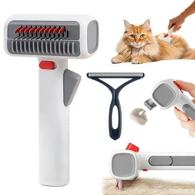 Image de Brosse de soin 2 en 1 pour animaux de compagnie, avec brosse démêlante
