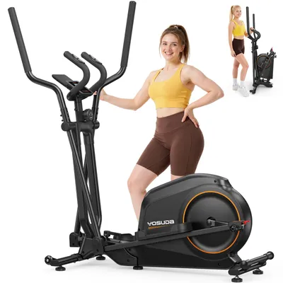 Produktbild von YOSUDA Klappbarer Crosstrainer für Zuhause, Crosstrainer mit 16 Widerstandsstufen, Ultraleiser für Cardio, LCD-Display & Transportrollen