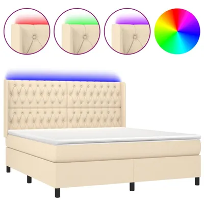 Produktbild von Boxspringbett mit Matratze & LED Creme 160x200 cm Stoff