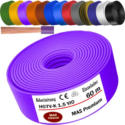 Produktbild von 60m Aderleitung H07 V-K VIO 1x1,5 mm² Violett(Lila) Einzelader flexibel