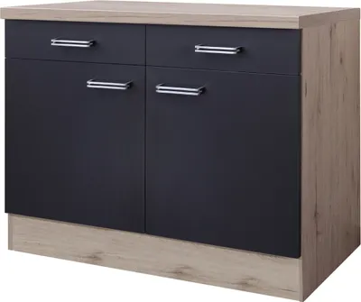 Produktbild von Flex Well Unterschrank mit Schublade und Drehtür Santo BxTxH 100 x 60 x 86 cm anthrazit matt zerlegt Anschlag links rech