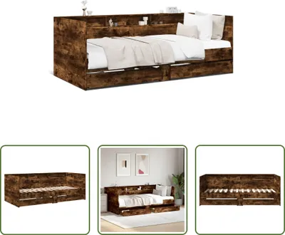 Produktbild von The Living Store Tagesbett mit Schubladen Räuchereiche 75x190 cm Holzwerkstoff