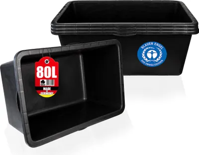 Produktbild von BigDean 3x Mörtelkasten 80 Liter Eckig Miniteich Baueimer - 80 x 48 x 28 cm - Speiswanne Zementwanne Mörtelwanne - Germany - Blauer Engel