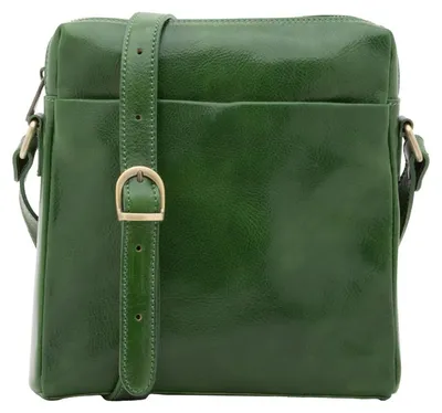 Image de Sac bandoulière pour homme, en cuir véritable, fermeture éclair, fabriqué en Italie