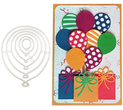 Ballon-Stanzformen, 6 Stück, Metall, 10,6 x 8,8 cm, Silber, für Scrapbooking