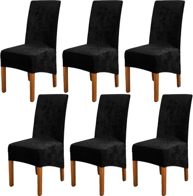 Obrázek produktu pro 6 kusů sametových napínacích krytů židlí pro jídelnu Svatební banket Party Decor , černá