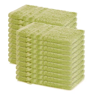 Zdjęcie produktu dla Zestaw 20 rękawic do mycia Lavea®, wymiar 15x21 cm – rękawice wykonane w 100% z bawełny, nadające się do prania – seria "Elena", kolor: jasny zielony