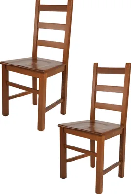 Image de t m c s Tommychairs - Lot de 2 chaises RUSTICA pour la cuisine et la salle à manger, structure robuste en bois de hêtre, laquée en couleur noyer clair et assise en bois