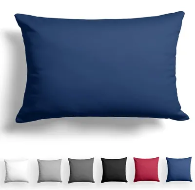Produktbild von Mako Satin-Kissenbezug 50 x 75 cm – 100 % Baumwolle mit Reißverschluss, superweicher Kissenbezug (50 x 75 cm),  Standard , blau, nur Kissenbezug