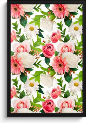 Produktbild von MuchoWow® MuchoWow® Gerahmtes Poster Blumen - Rosen - Collage 40x60 cm - Poster mit zchwarzem Bilderrahmen - Papierdruck - Wandbilder