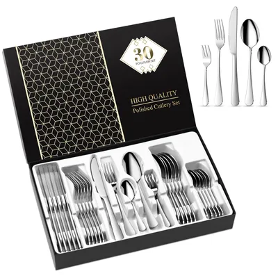 Produktbild von Besteckset, spiegelglanzpoliertes Edelstahl, für 6 Personen, 30-teilig