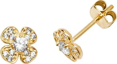 Produktbild von Wunderschöne 9 Karat (375) Gold Damen - Paar Ohrstecker mit Zirkonia - 6mm*6mm; TRS27329