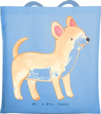 Produktbild von Mr. & Mrs. Panda Jutebeutel Chihuahua Lebensretter - Sky Blue - Geschenk, Schultasche, Baumwolltasche, Einkaufstüte, Tote Bag, Beutel, Tasche