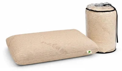 Produktbild von Latexkissen aus 100 % Baumwolle und Leinen, 70 x 40 cm – abnehmbarer und waschbarer Bezug. Ergonomisch.