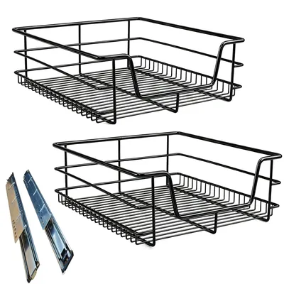 Obrázek produktu pro Telescopická kuchyňská zásuvka 2 x 60 cm - Úložný koš - Zásuvka - Černá