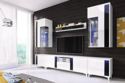 Image de Meuble mural brillant Meuble de salon Armoire Vitrine Sideboard Meubles muraux